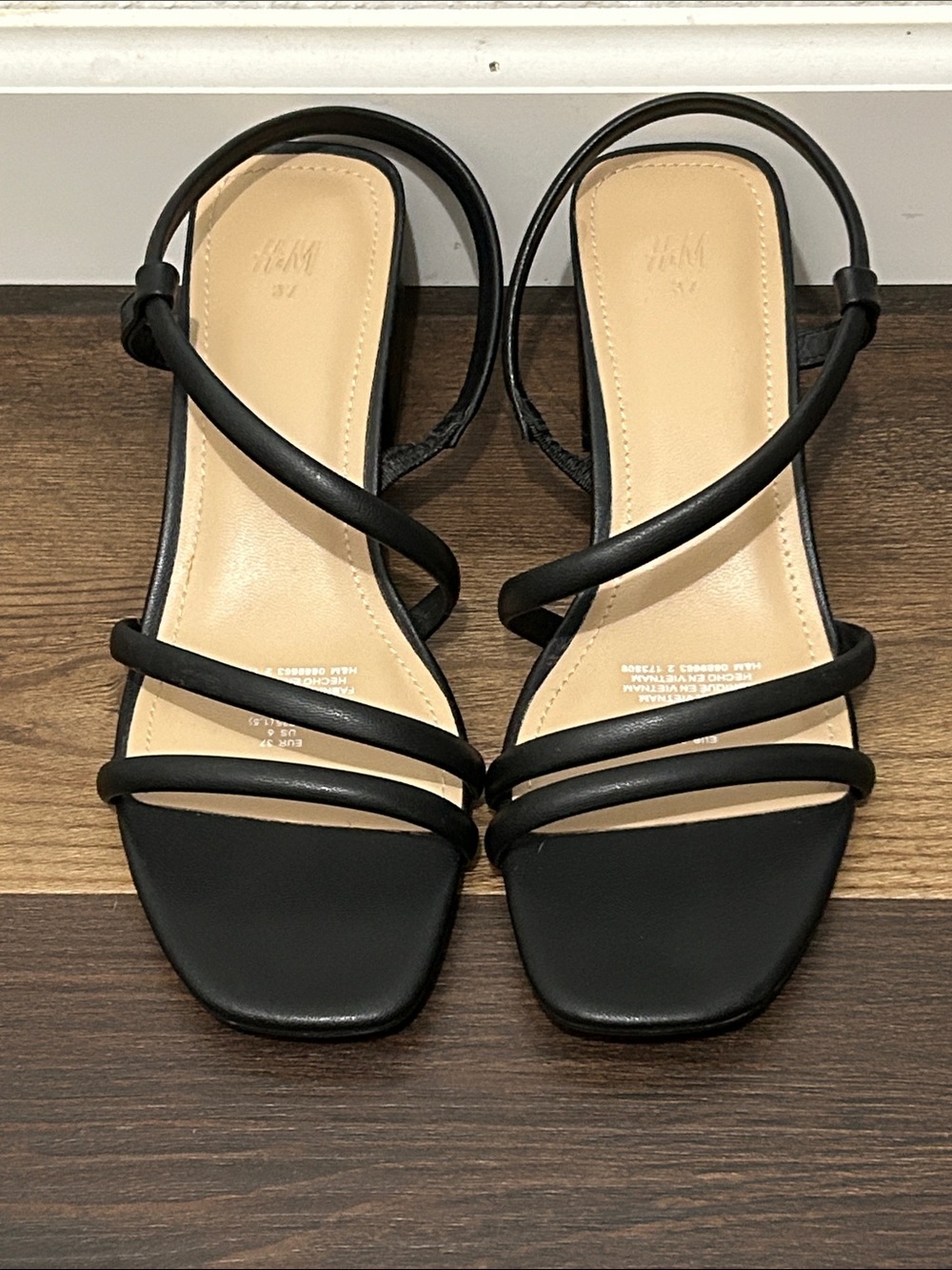 Black Multi-Strap Square-Toe Sandals
